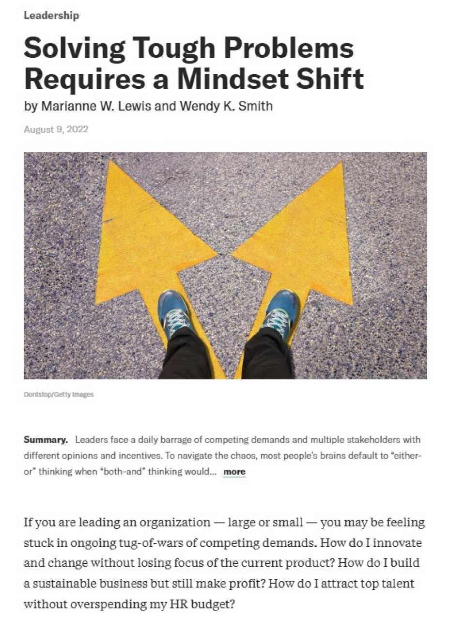 Solving tough problems requires a mindset shift